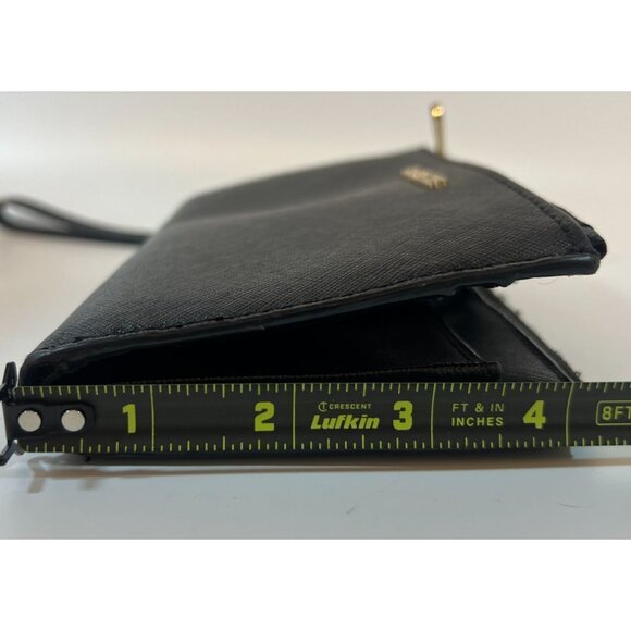 Michael Kors Black Saffiano Leather Wallet Wrist Strap Card Slots 2 zip pockets - Picture 3 of 7